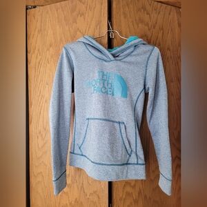 North Face hoodie in light blue size xs